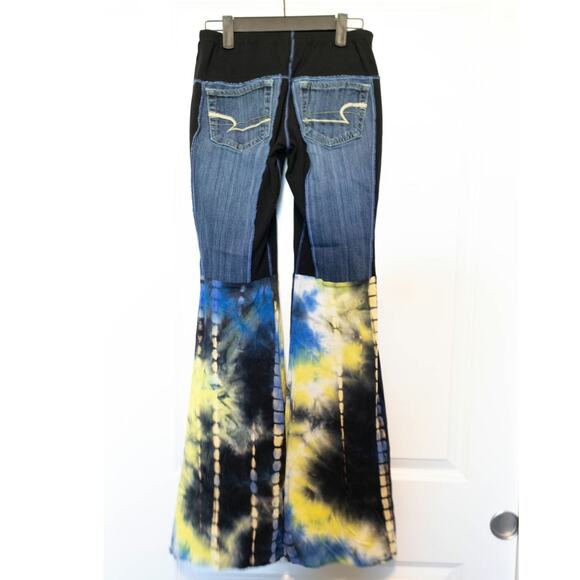 Styles Ever After Ladies 70's Retro Patchwork Demin Jeans Size XS - Picture 2 of 5